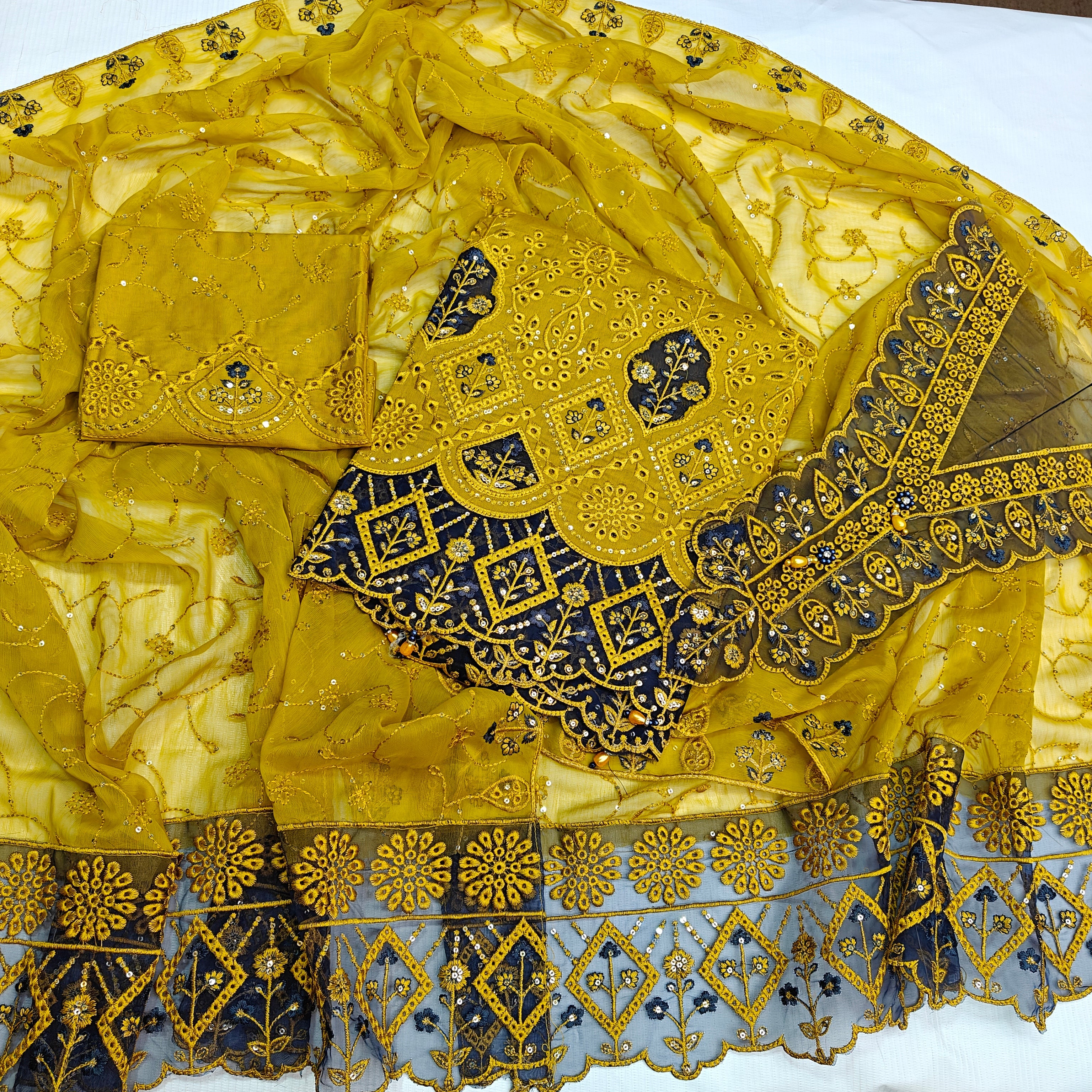 Party Wear Fancy Heavy Embroidered 3PC Unstitched Memon Clothes